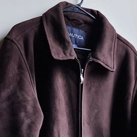 Nautica Brown Faux Micro-Suede Winter Coat Size Large - Picture 3 of 16